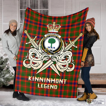 Kinninmont Tartan Blanket with Clan Crest and the Golden Sword of Courageous Legacy