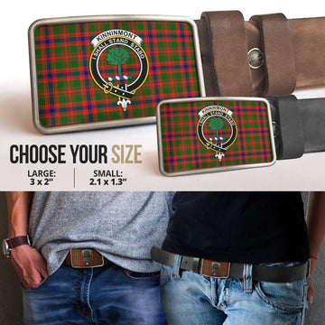 Kinninmont Tartan Belt Buckles with Family Crest