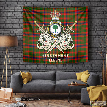 Kinninmont Tartan Tapestry with Clan Crest and the Golden Sword of Courageous Legacy