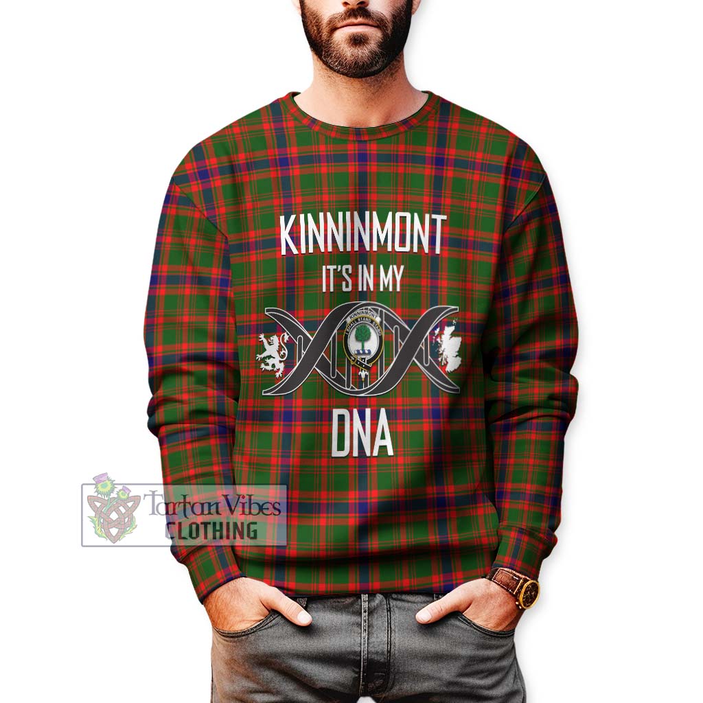 Tartan Vibes Clothing Kinninmont Tartan Sweatshirt with Family Crest DNA In Me Style