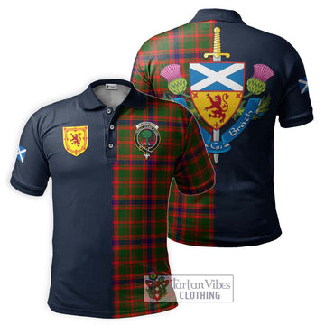 Kinninmont Tartan Polo Shirt with Scottish Lion Royal Arm Half Style