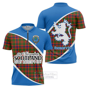 Kinninmont Family Crest Tartan Zipper Polo Shirt Celebrate Saint Andrew's Day in Style