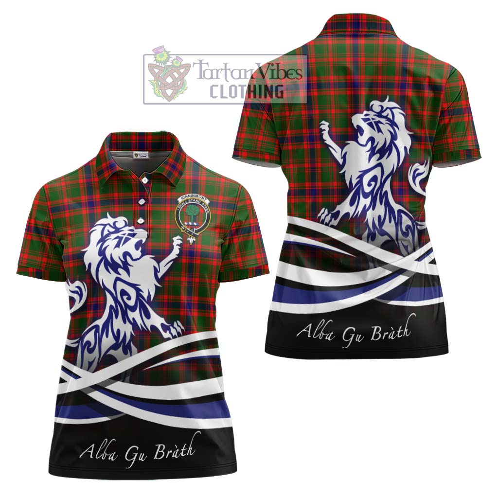 Tartan Vibes Clothing Kinninmont Tartan Women's Polo Shirt with Alba Gu Brath Regal Lion Emblem