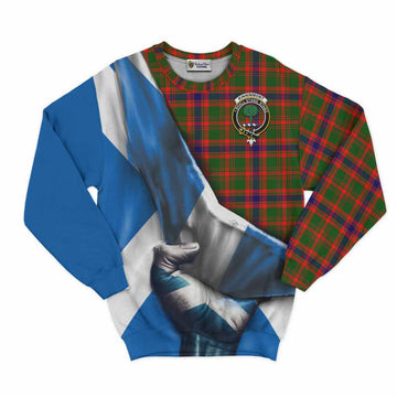 Kinninmont Tartan Sweatshirt with Family Crest Scotland Patriotic Style Unisex - Tartan Vibes Clothing
