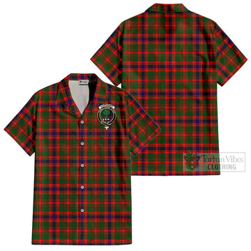 Kinninmont Tartan Cotton Hawaiian Shirt with Family Crest