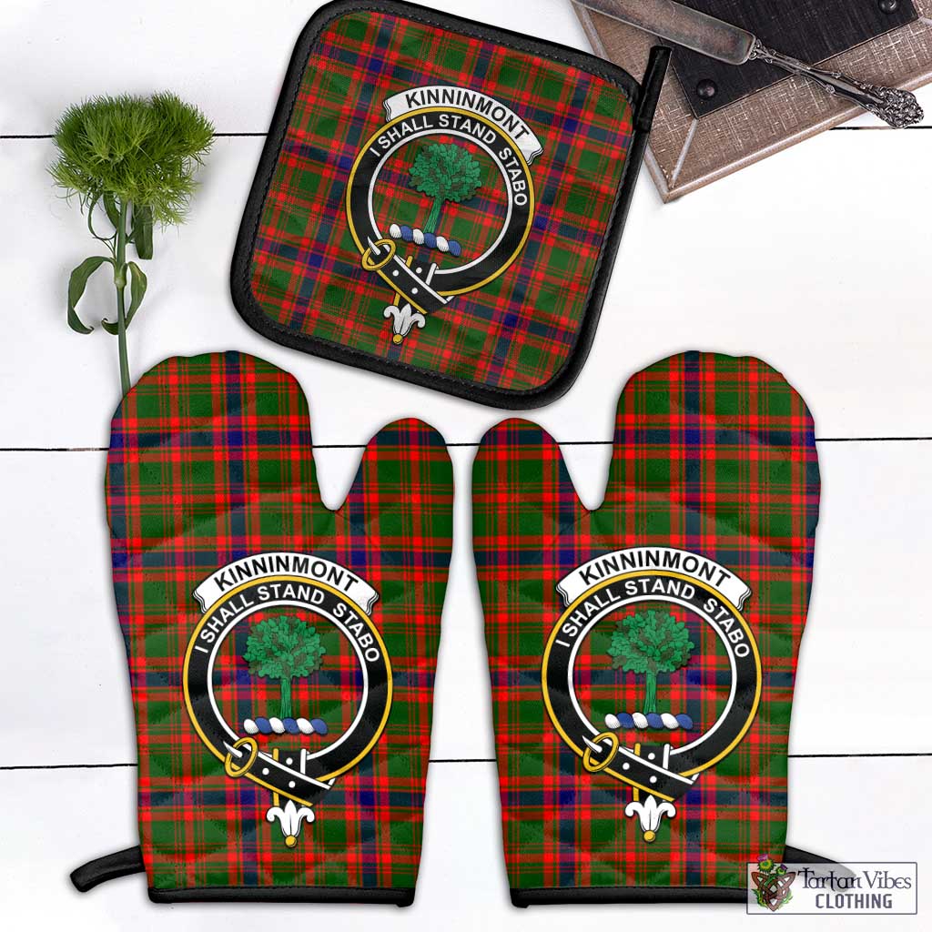 Tartan Vibes Clothing Kinninmont Tartan Combo Oven Mitt & Pot-Holder with Family Crest