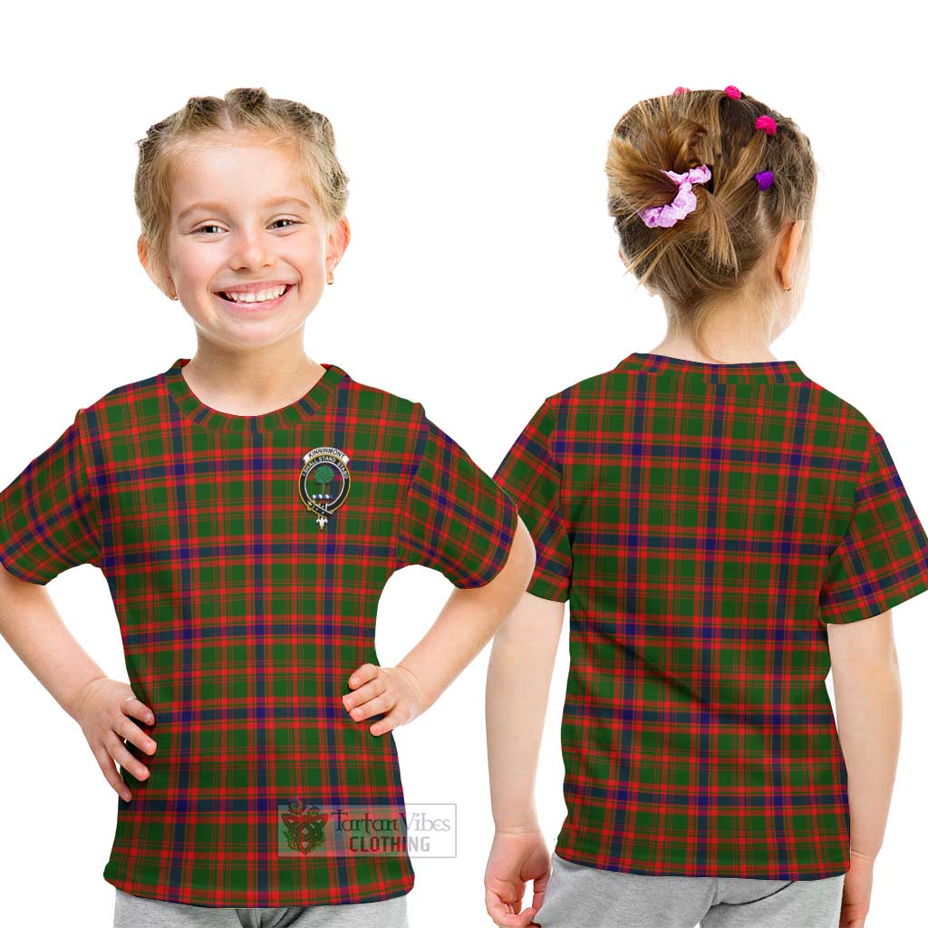 Tartan Vibes Clothing Kinninmont Tartan Kid T-Shirt with Family Crest