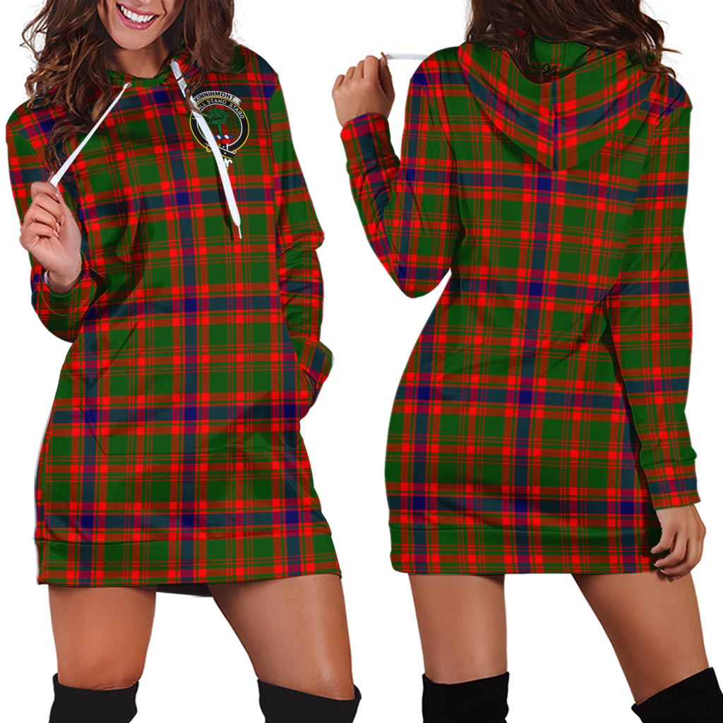 Kinninmont Tartan Hoodie Dress with Family Crest - Tartanvibesclothing