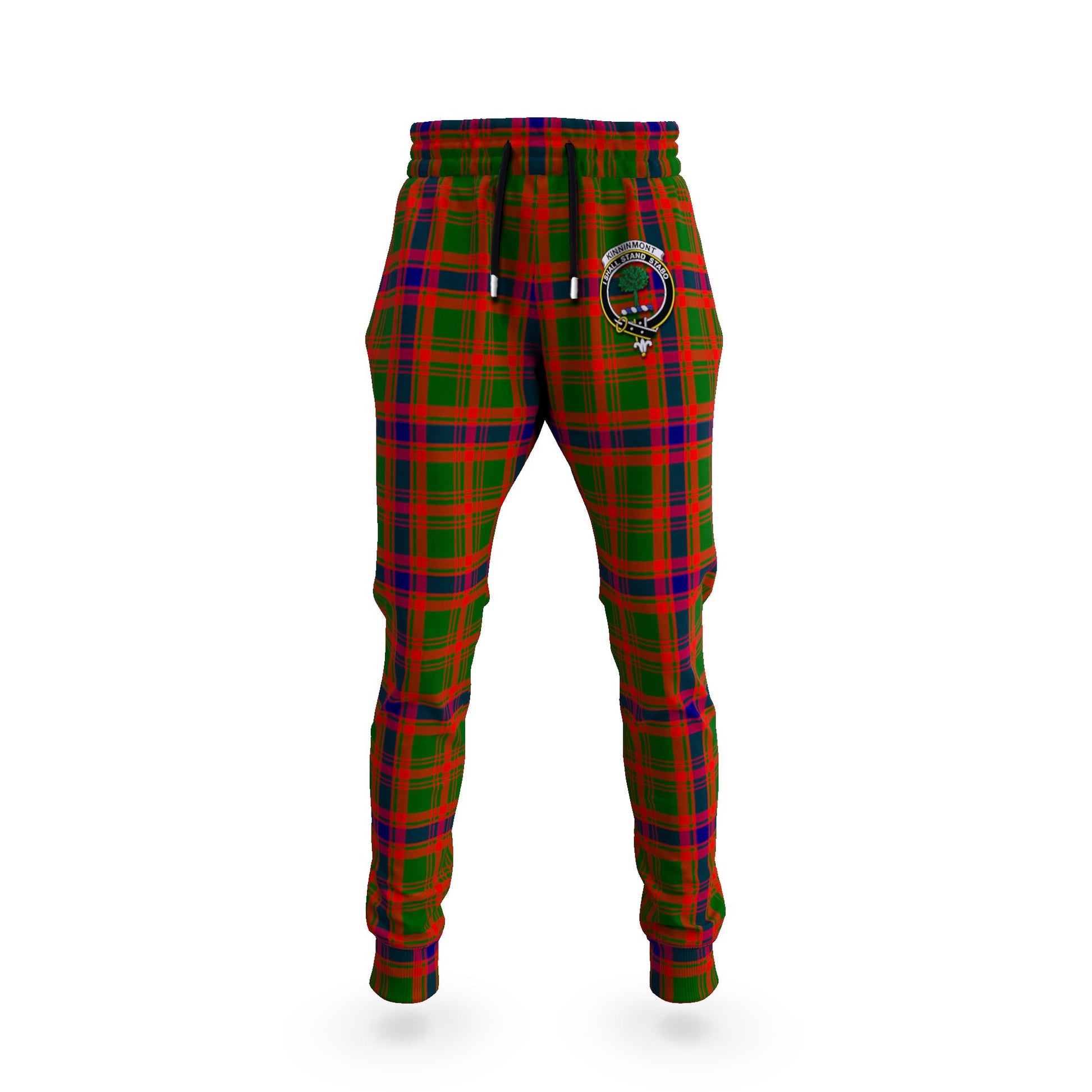 Kinninmont Tartan Joggers Pants with Family Crest - Tartanvibesclothing