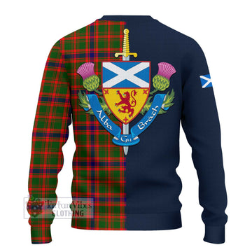 Kinninmont Tartan Knitted Sweater with Scottish Lion Royal Arm Half Style