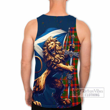 Kinninmont Tartan Family Crest Men's Tank Top with Scottish Majestic Lion