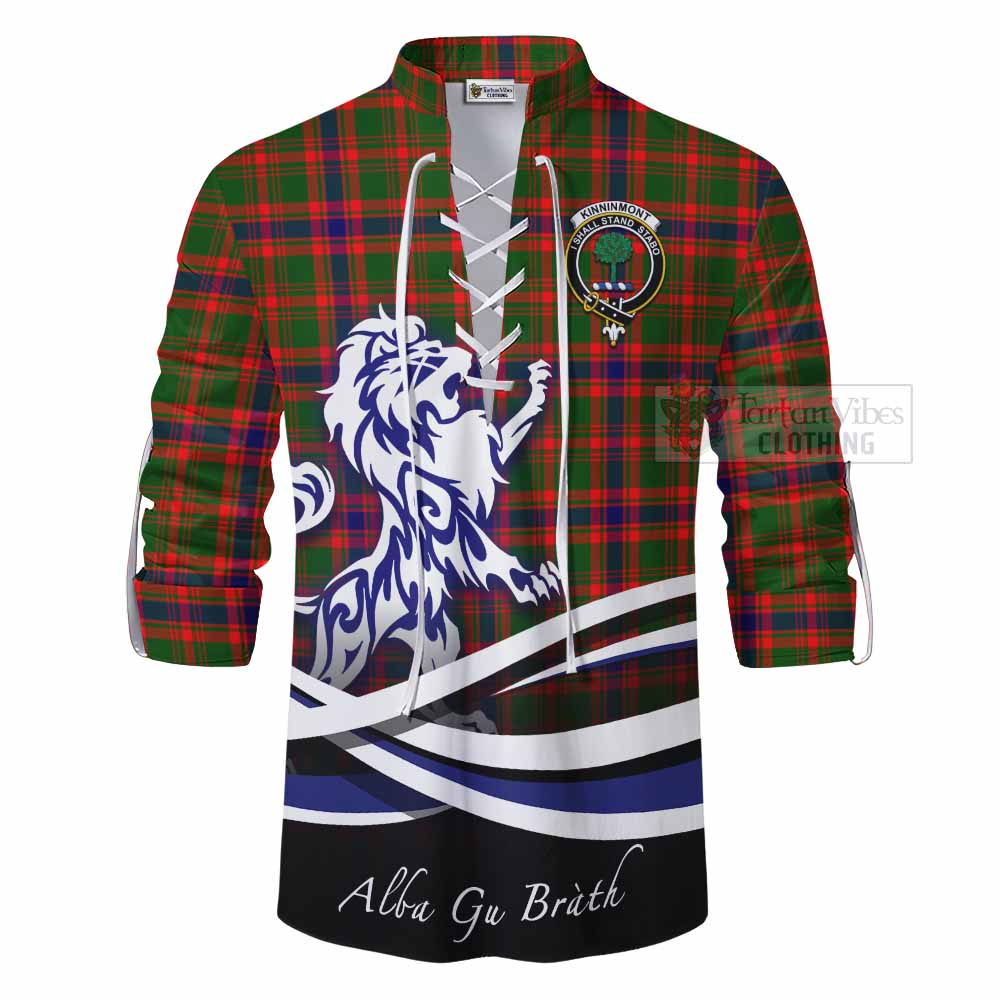 Tartan Vibes Clothing Kinninmont Tartan Ghillie Kilt Shirt with Alba Gu Brath Regal Lion Emblem