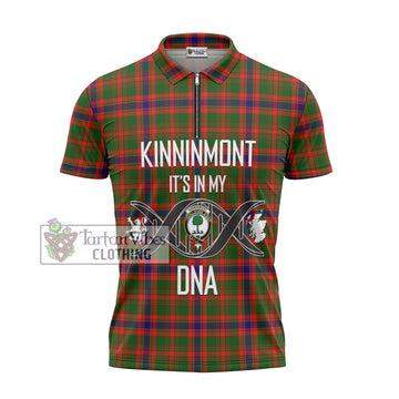 Kinninmont Tartan Zipper Polo Shirt with Family Crest DNA In Me Style