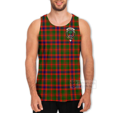 Kinninmont Tartan Men's Tank Top with Family Crest and Bearded Skull Holding Bottles of Whiskey - Tartan Vibes Clothing