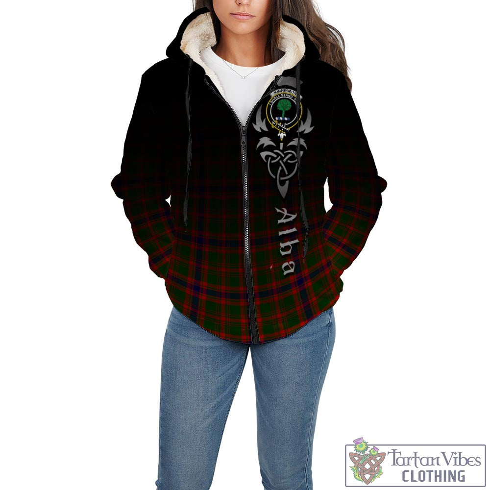 Tartan Vibes Clothing Kinninmont Tartan Sherpa Hoodie Featuring Alba Gu Brath Family Crest Celtic Inspired