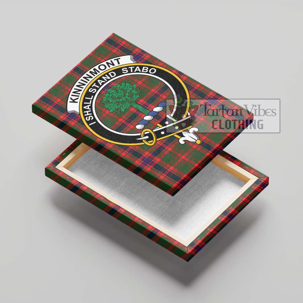 Tartan Vibes Clothing Kinninmont Tartan Canvas Print Wall Art with Family Crest