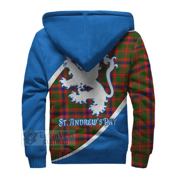 Kinninmont Family Crest Tartan Sherpa Hoodie Celebrate Saint Andrew's Day in Style