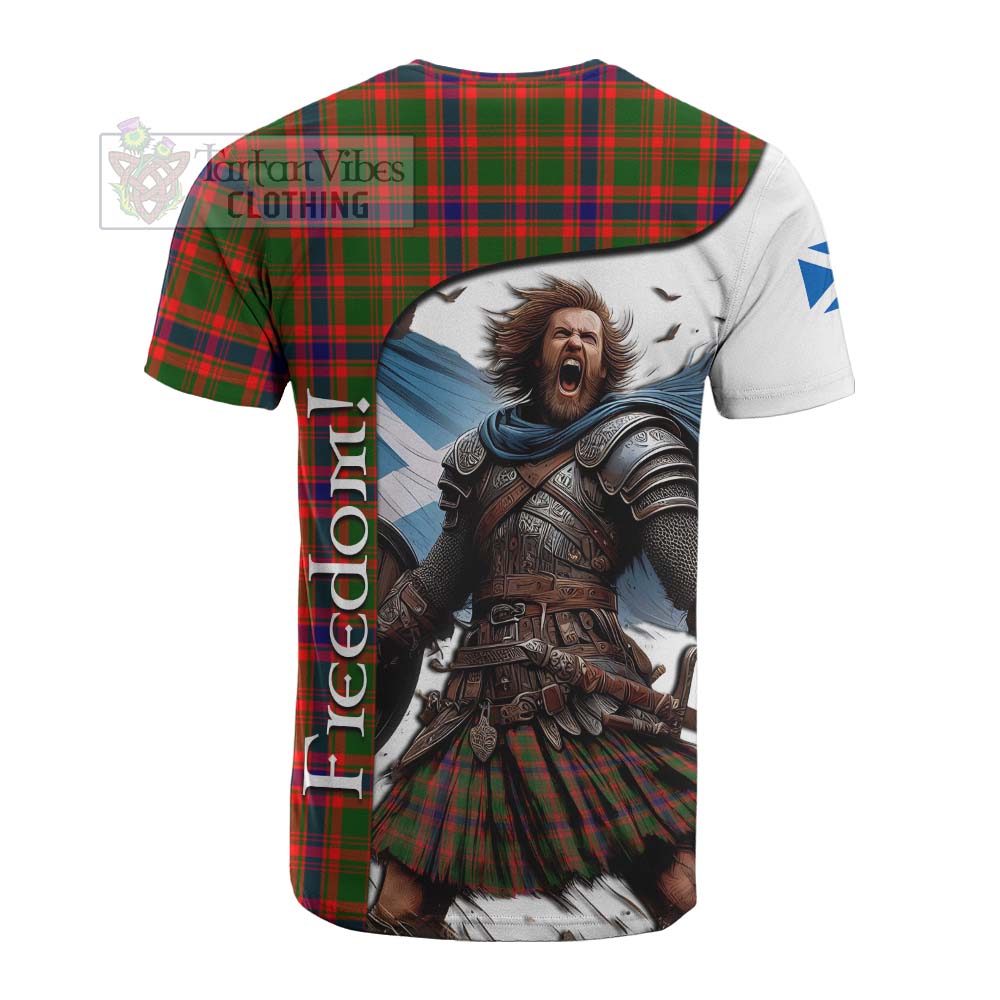 Tartan Vibes Clothing Kinninmont Crest Tartan Cotton T-shirt Inspired by the Freedom of Scottish Warrior