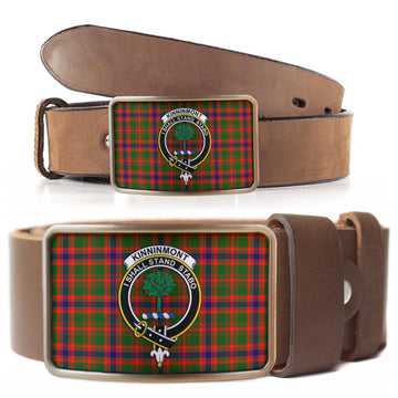 Kinninmont Tartan Belt Buckles with Family Crest