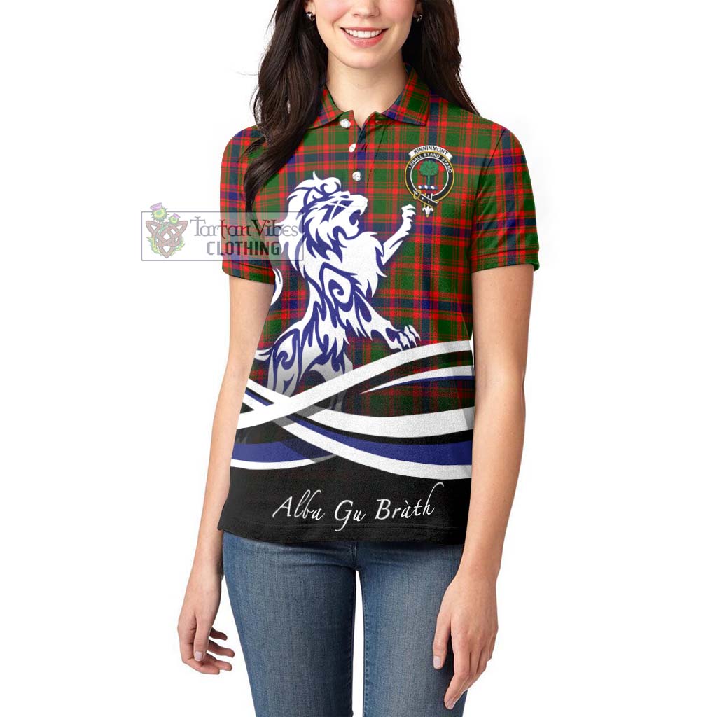 Tartan Vibes Clothing Kinninmont Tartan Women's Polo Shirt with Alba Gu Brath Regal Lion Emblem