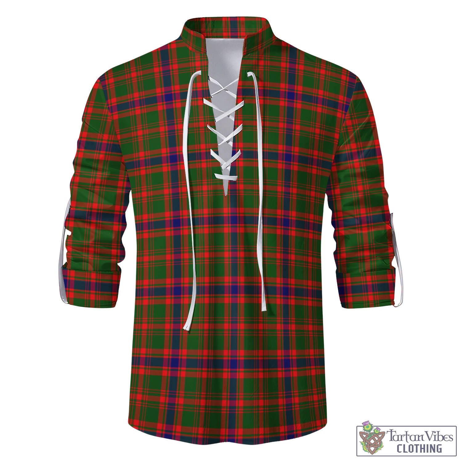 Tartan Vibes Clothing Kinninmont Tartan Men's Scottish Traditional Jacobite Ghillie Kilt Shirt