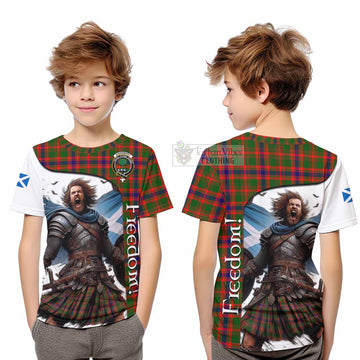 Kinninmont Crest Tartan Kid T-Shirt Inspired by the Freedom of Scottish Warrior