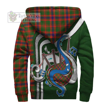 Kinninmont Tartan Sherpa Hoodie with Epic Bagpipe Style