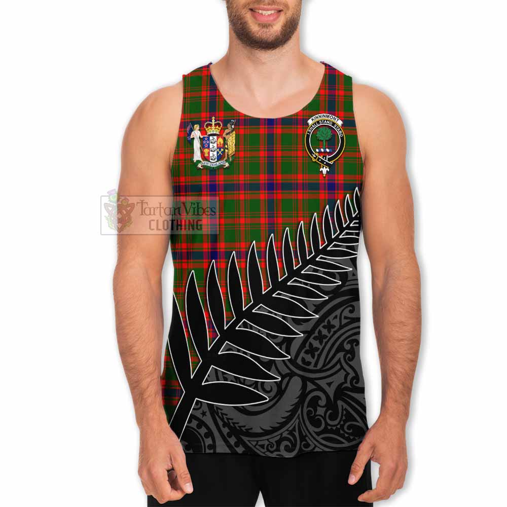 Tartan Vibes Clothing Kinninmont Crest Tartan Men's Tank Top with New Zealand Silver Fern Half Style