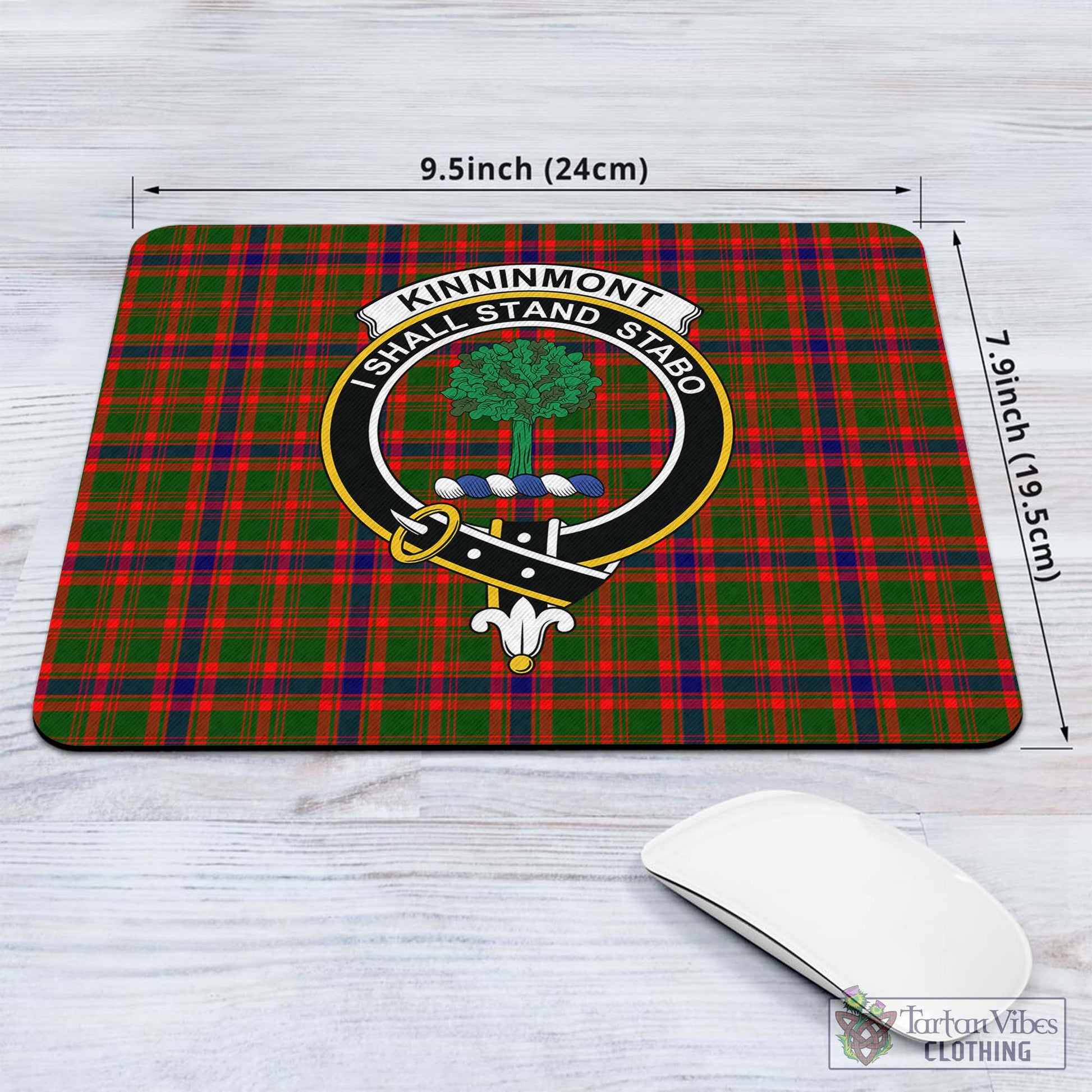 Tartan Vibes Clothing Kinninmont Tartan Mouse Pad with Family Crest