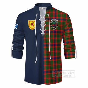 Kinninmont Tartan Ghillie Kilt Shirt Alba with Scottish Lion Royal Arm Half Style