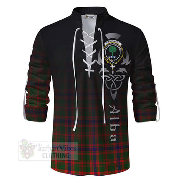 Kinninmont Tartan Ghillie Kilt Shirt Featuring Alba Gu Brath Family Crest Celtic Inspired