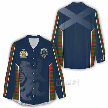 Kinninmont Tartan Women's Casual Shirt with Family Crest and Lion Rampant Vibes Sport Style