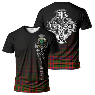 Kinninmont Tartan T-Shirt Featuring Alba Gu Brath Family Crest Celtic Inspired