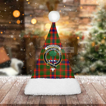 Kinninmont Tartan Christmas Santa Hats with Family Crest