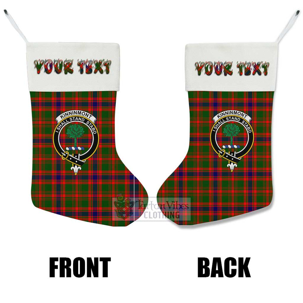 Tartan Vibes Clothing Kinninmont Tartan Family Crest Christmas Stocking with Personalized Text