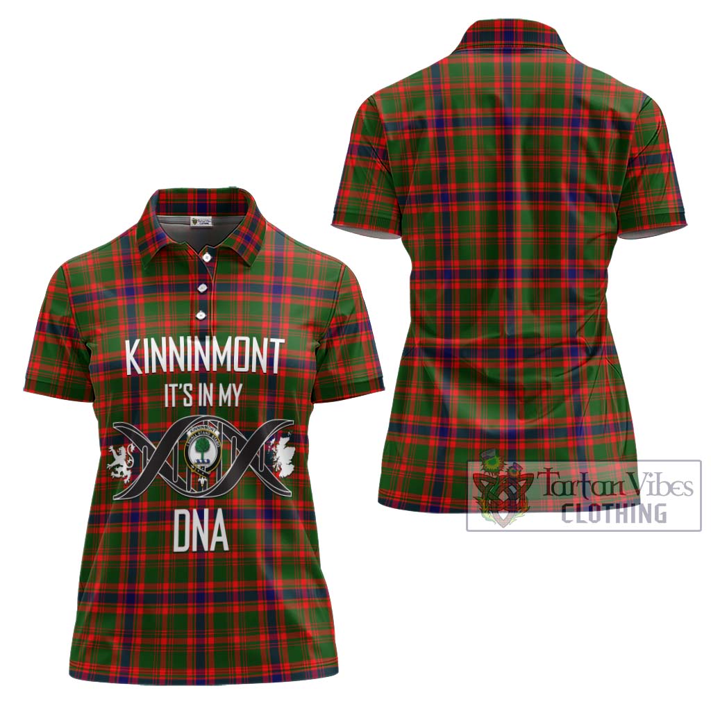 Tartan Vibes Clothing Kinninmont Tartan Women's Polo Shirt with Family Crest DNA In Me Style