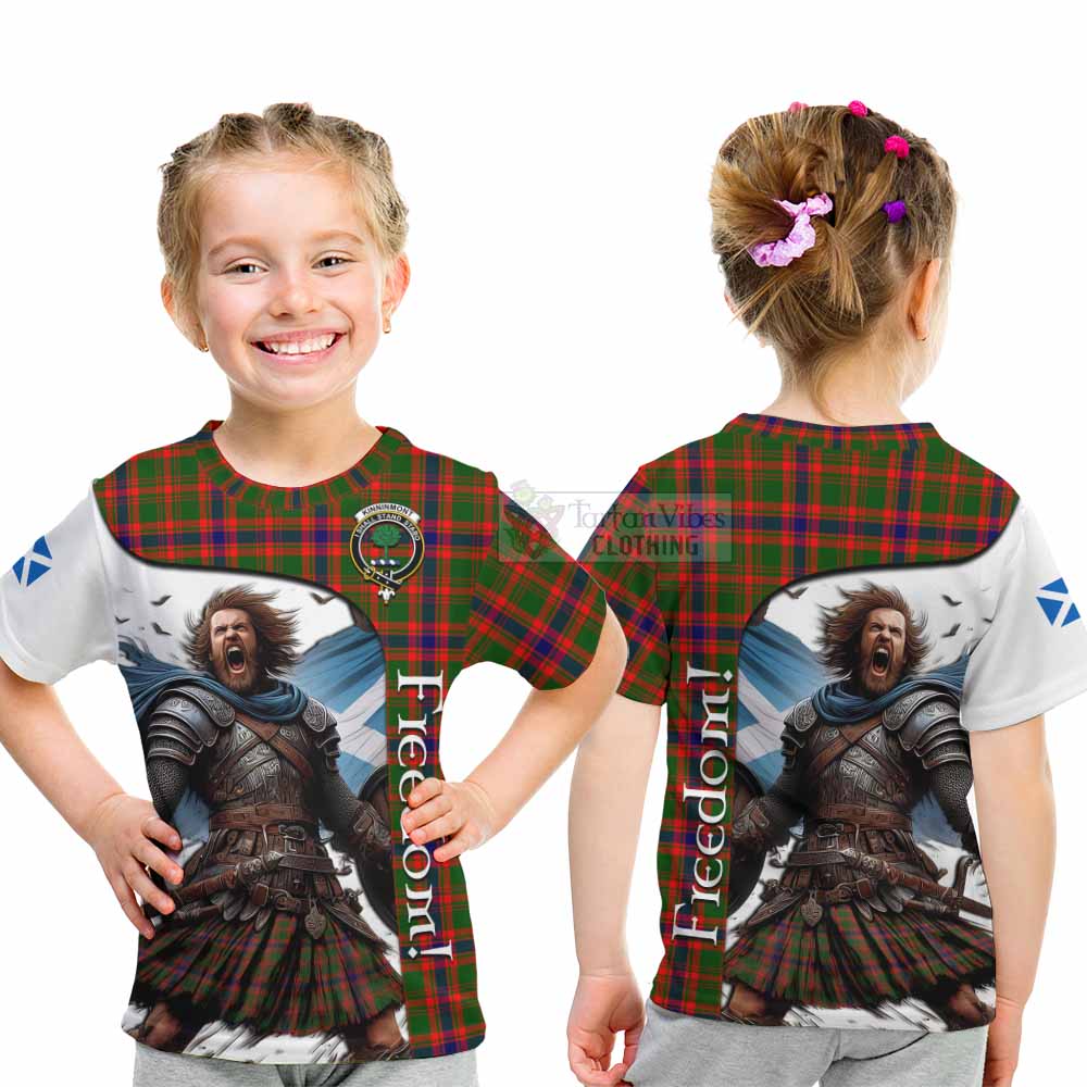 Tartan Vibes Clothing Kinninmont Crest Tartan Kid T-Shirt Inspired by the Freedom of Scottish Warrior