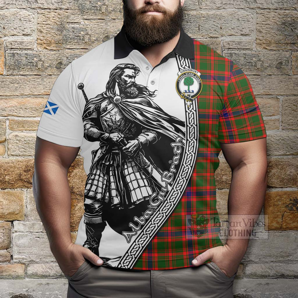 Tartan Vibes Clothing Kinninmont Tartan Clan Crest Polo Shirt with Highlander Warrior Celtic Style