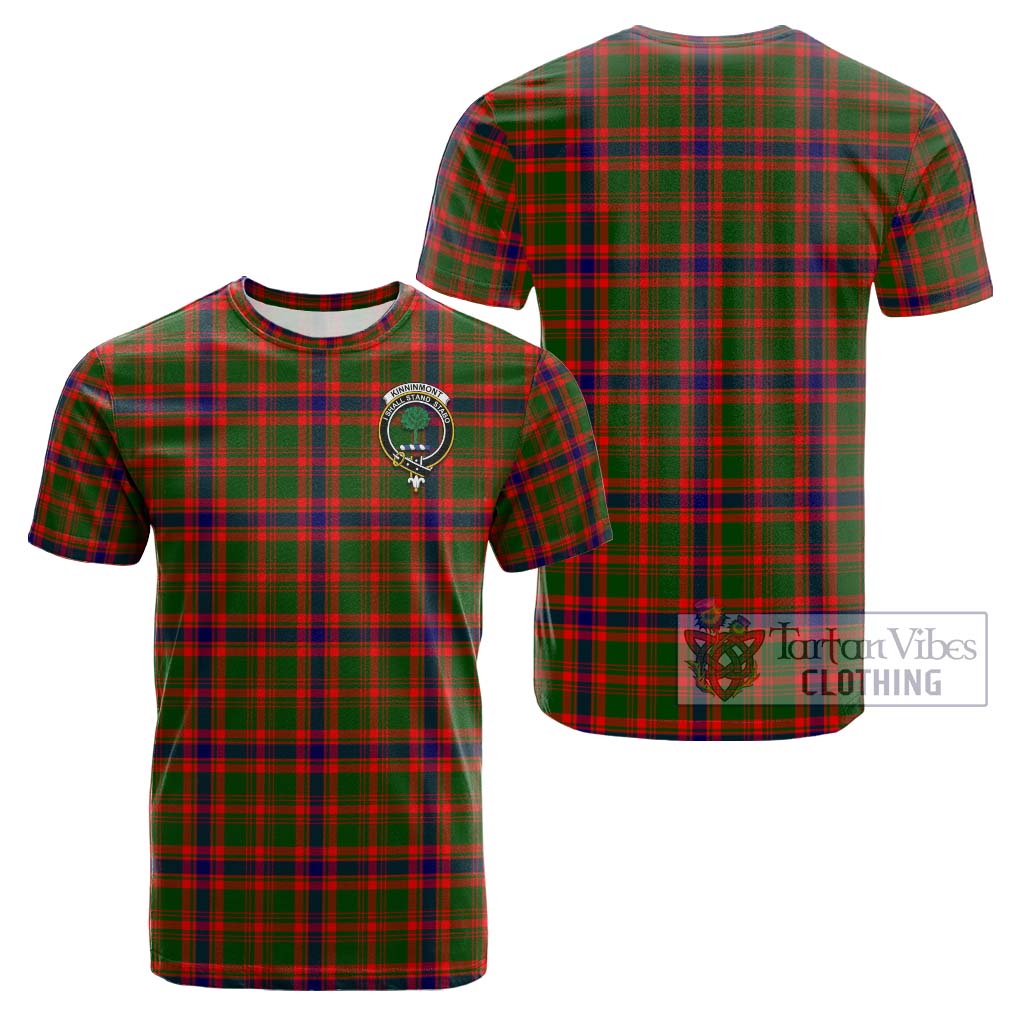 Tartan Vibes Clothing Kinninmont Tartan Cotton T-Shirt with Family Crest