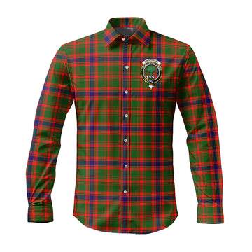 Kinninmont Tartan Long Sleeve Button Up Shirt with Family Crest