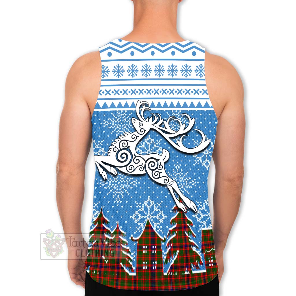 Tartan Vibes Clothing Kinninmont Clan Christmas Men's Tank Top Celtic Reindeer Style