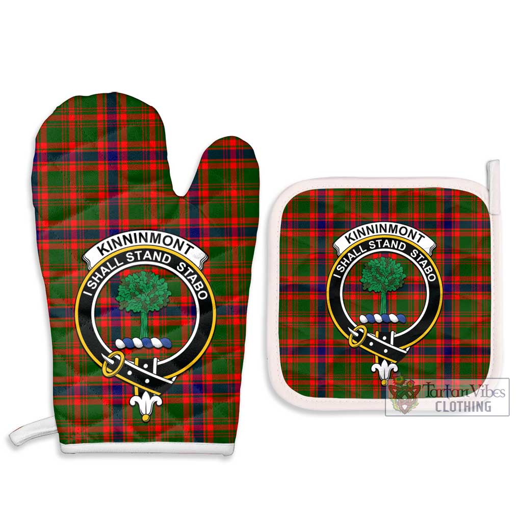 Tartan Vibes Clothing Kinninmont Tartan Combo Oven Mitt & Pot-Holder with Family Crest