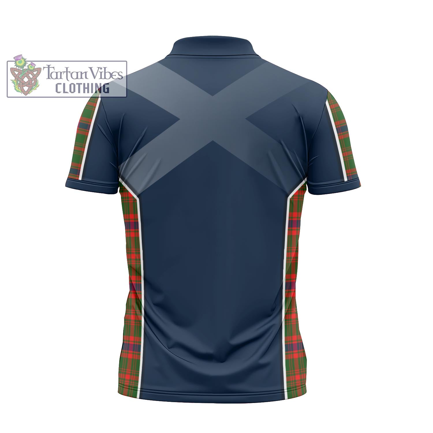 Tartan Vibes Clothing Kinninmont Tartan Zipper Polo Shirt with Family Crest and Lion Rampant Vibes Sport Style