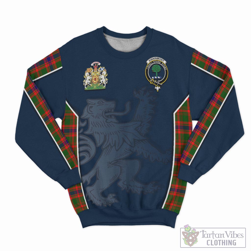 Tartan Vibes Clothing Kinninmont Tartan Sweater with Family Crest and Lion Rampant Vibes Sport Style