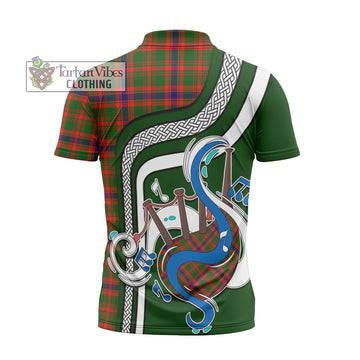 Kinninmont Tartan Zipper Polo Shirt with Epic Bagpipe Style