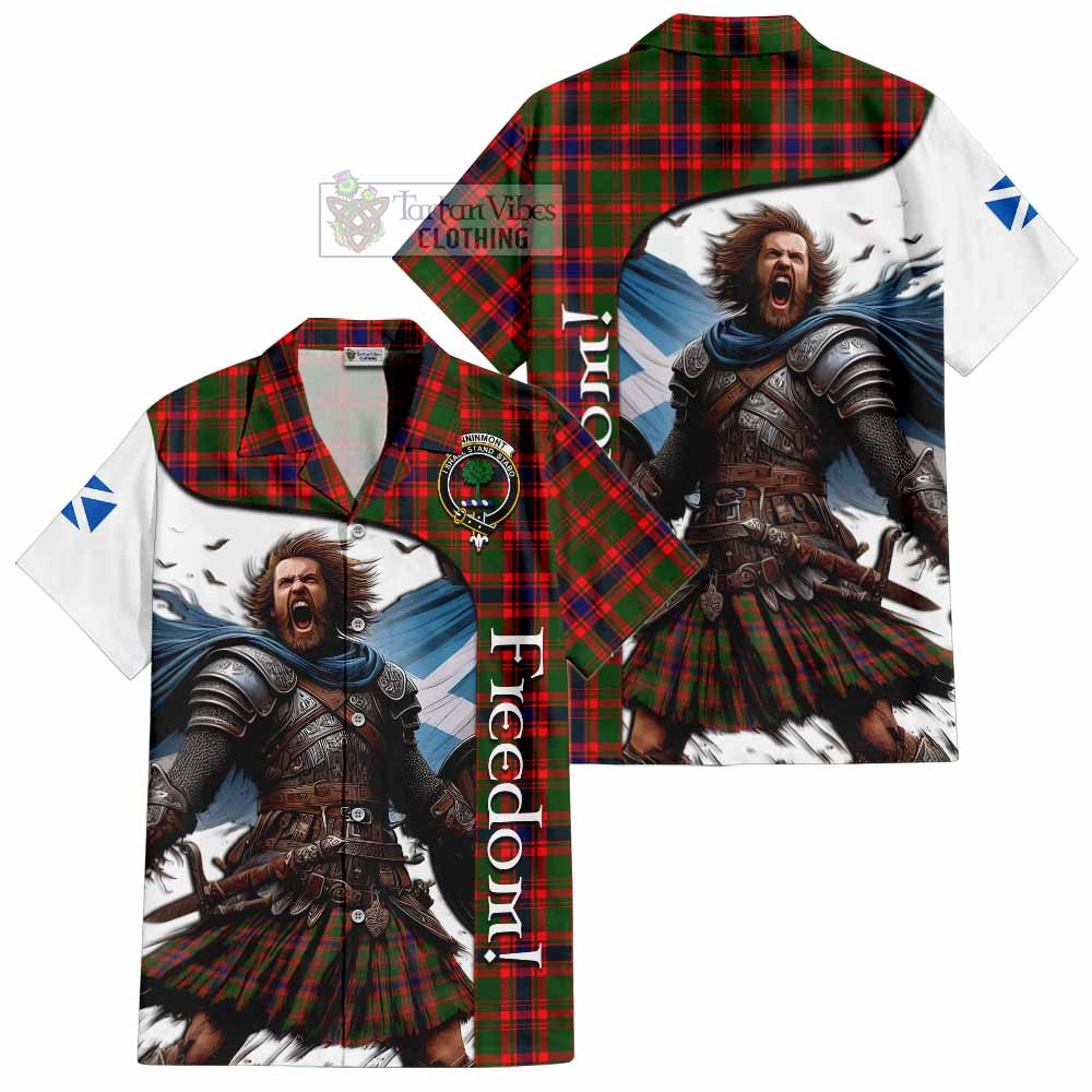 Tartan Vibes Clothing Kinninmont Crest Tartan Short Sleeve Button Shirt Inspired by the Freedom of Scottish Warrior