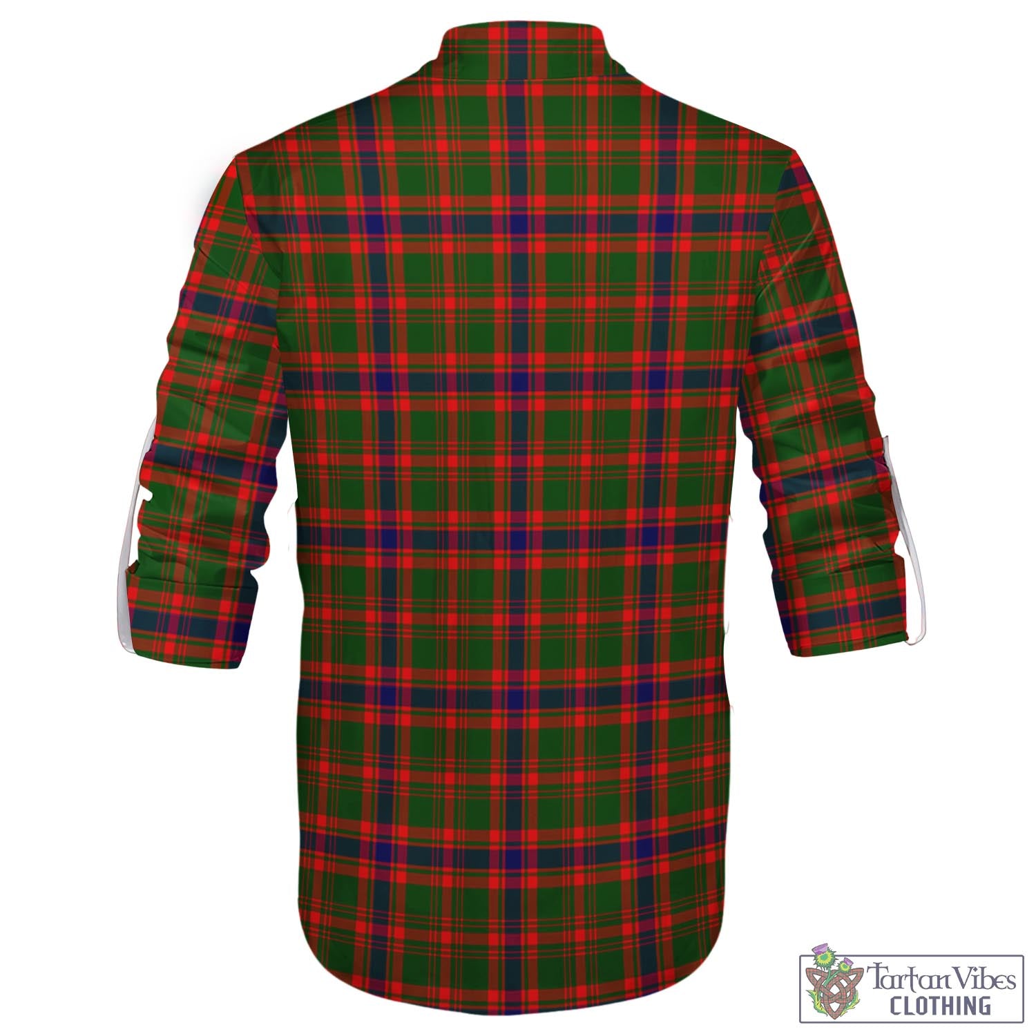 Tartan Vibes Clothing Kinninmont Tartan Men's Scottish Traditional Jacobite Ghillie Kilt Shirt with Family Crest