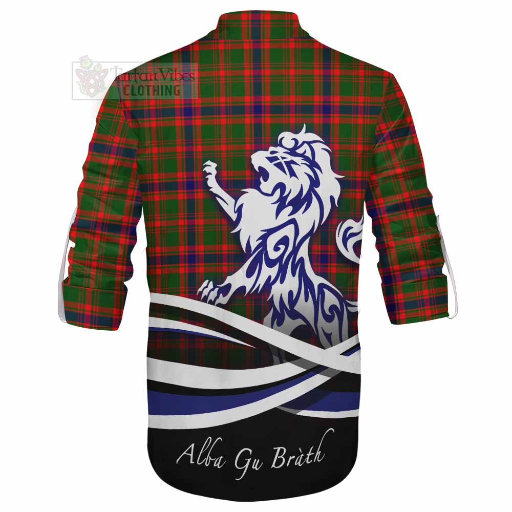 Tartan Vibes Clothing Kinninmont Tartan Ghillie Kilt Shirt with Alba Gu Brath Regal Lion Emblem