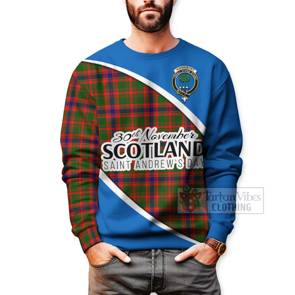 Tartan Vibes Clothing Kinninmont Family Crest Tartan Sweatshirt Celebrate Saint Andrew's Day in Style