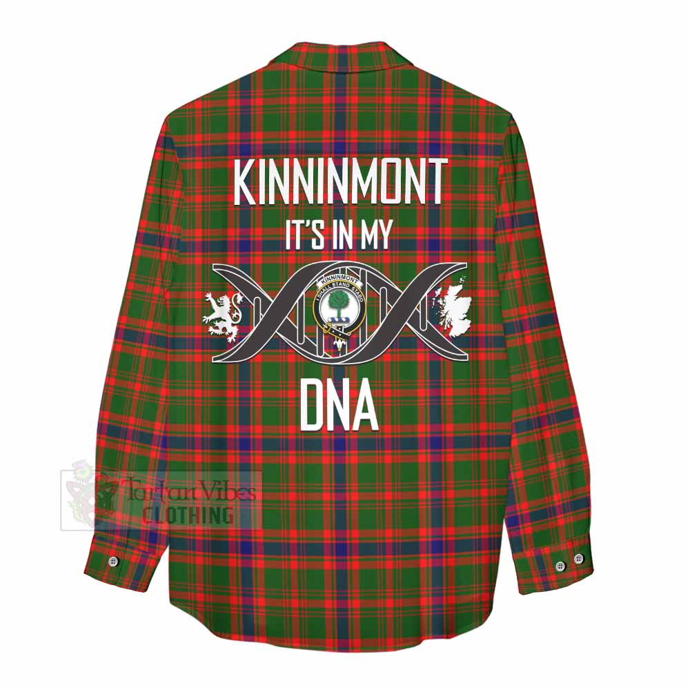 Tartan Vibes Clothing Kinninmont Tartan Women's Casual Shirt with Family Crest DNA In Me Style